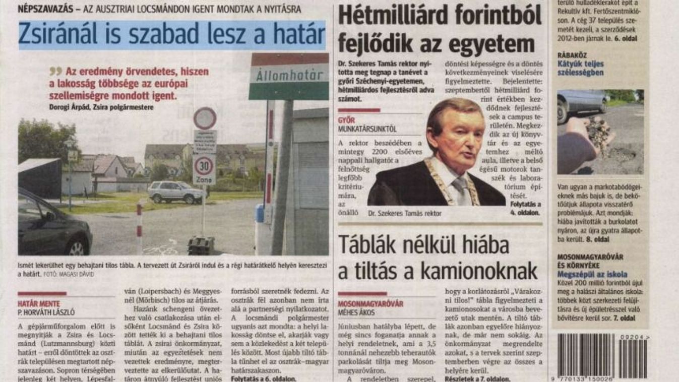 Szegények és gazdagok, határnyitás, terményáldás - erről írtunk 10, 15 és 30 éve szeptember 5-én