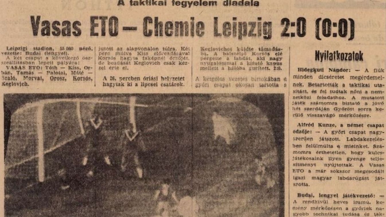Hatvan évvel ezelőtt mutatkozott be az ETO az európai kupaporondon