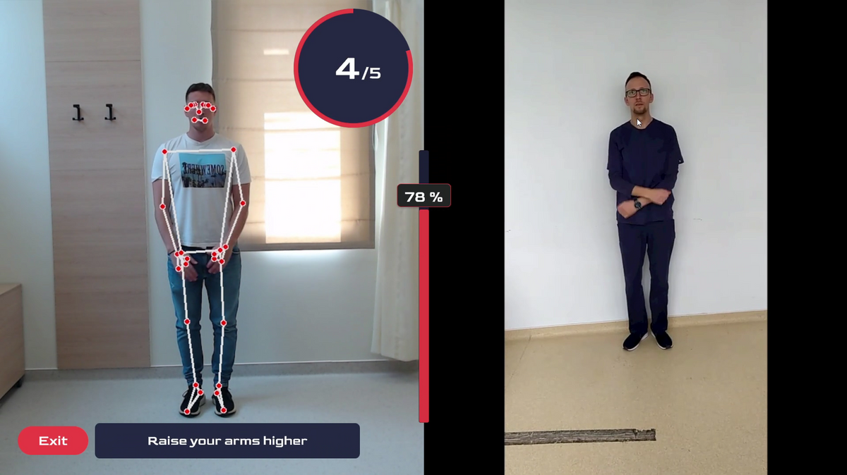 A Széchenyi István Egyetem által fejlesztett telerehabilitációs szoftver a mesterséges intelligencia segítségével elemzi a beteg által végrehajtott gyakorlatok minőségét.