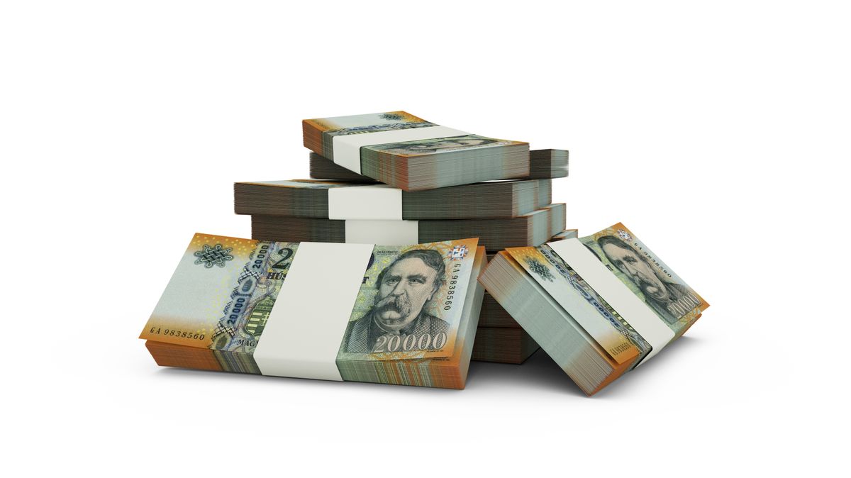 3d,Rendering,Of,Stack,Of,20000,Hungarian,Forint,Notes.,Bundles