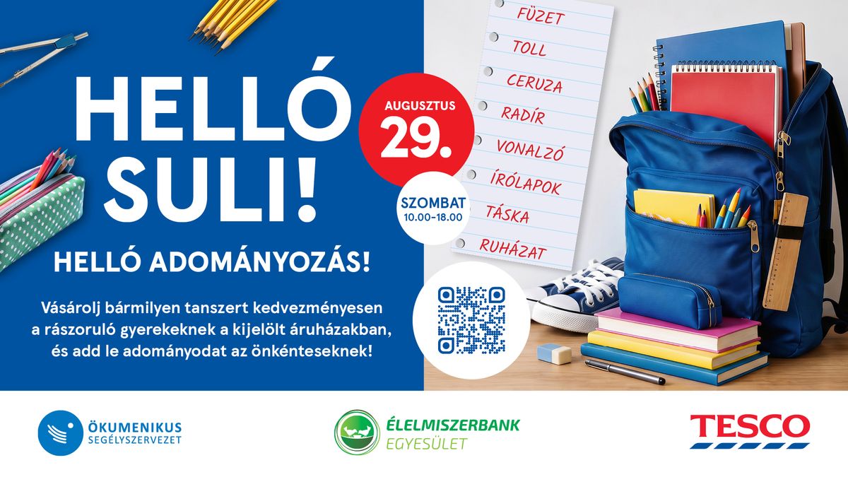 Tanszerekkel segíthetik a rászoruló gyerekeket a győri Tescóban