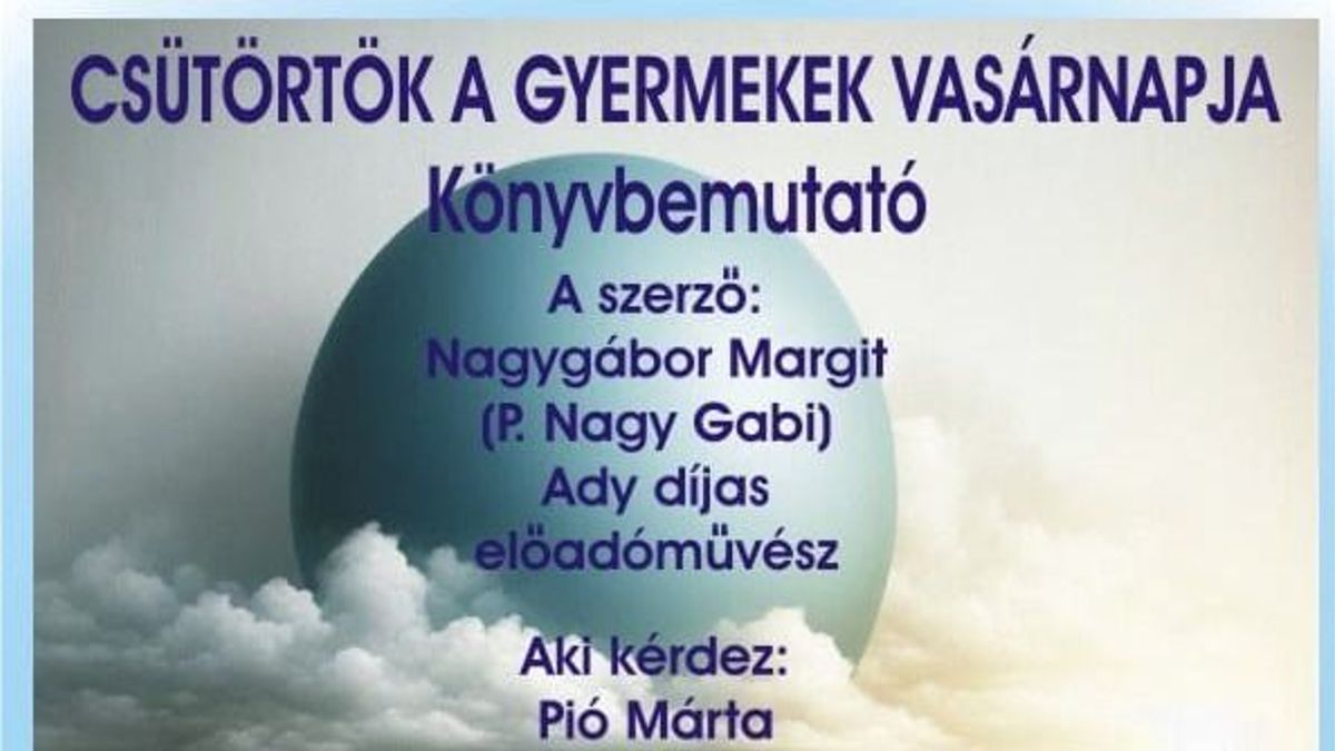 Kemoterápia mellett is elvállalta a beszélgetést - Szeretettel várják a résztvevőket a Csütörtök a gyermekek vasárnapja című könyvbemutatón